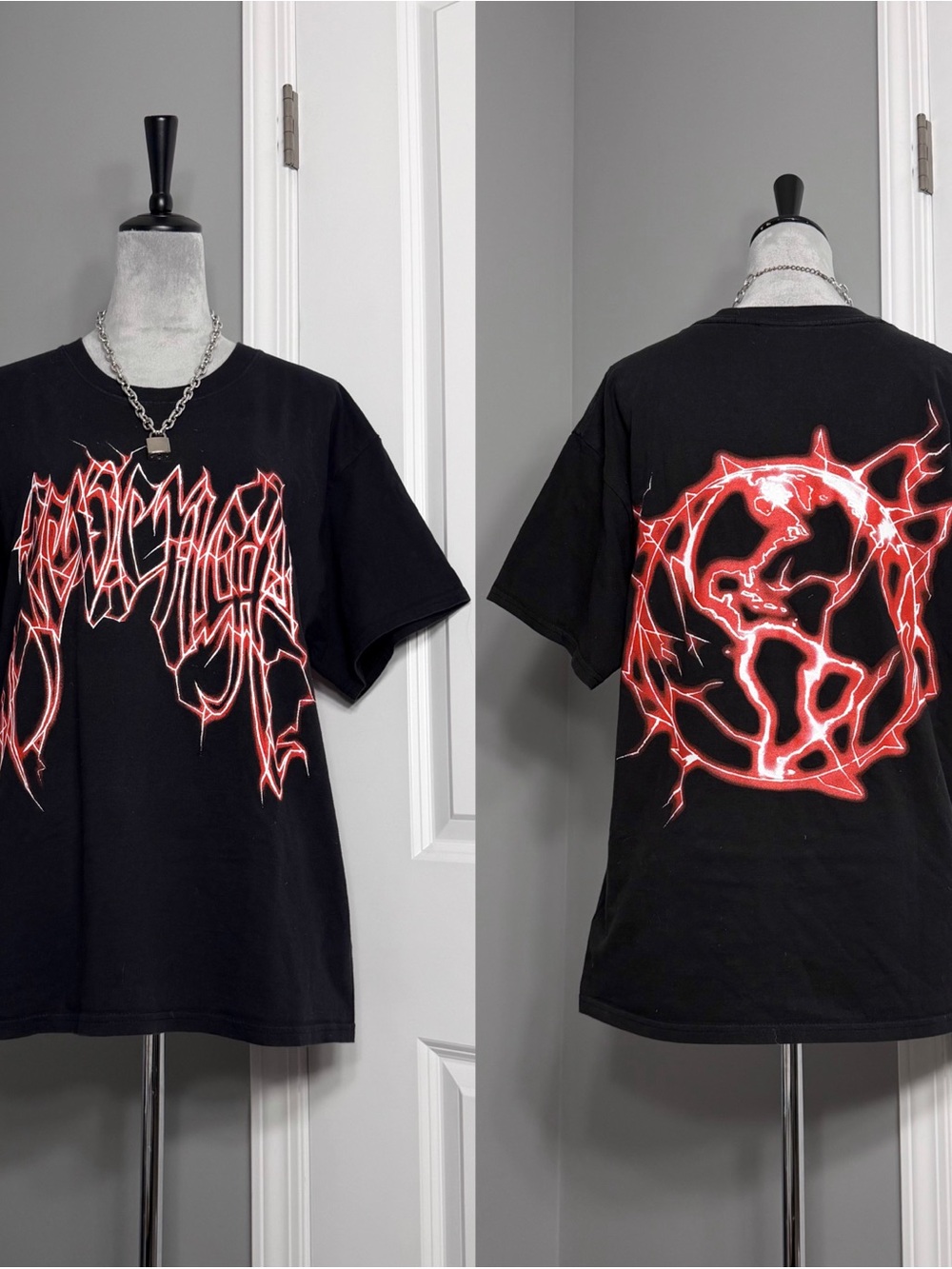 XXXTentacion Revenge Graphic Neon Red Lightning T-Shirt